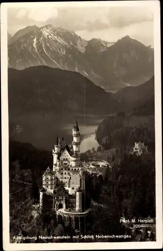 Ak Hohenschwangau Schwangau im Ostallgäu, Schloss Neuschwanstein und Hohenschwangau