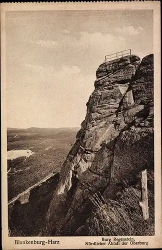 Ak Blankenburg am Harz, Burg Regenstein, Nördlicher Abfall der Oberburg