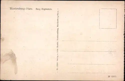 Ak Blankenburg am Harz, Burg Regenstein, Nördlicher Abfall der Oberburg