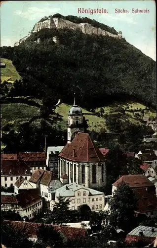 Ak Königstein an der Elbe Sächsische Schweiz, Kirche, Festung Königstein