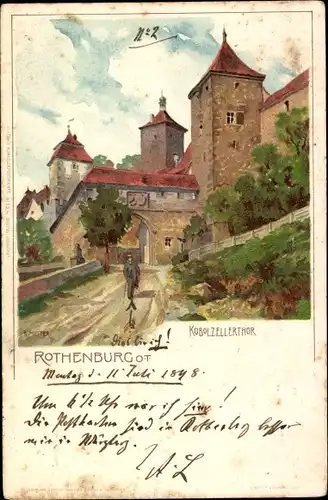 Künstler Ak Rothenburg ob der Tauber Mittelfranken, Kobolzeller Tor