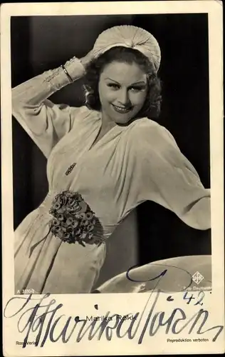 Ak Schauspielerin und Tänzerin Marika Rökk, Portrait, Autogramm