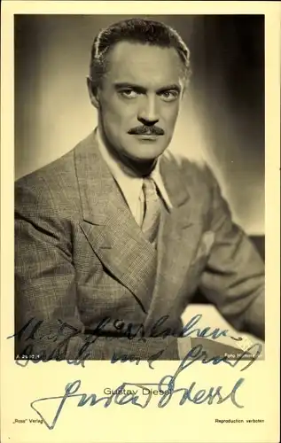 Ak Schauspieler Gustav Diessl, UFA, Portrait, Autogramm