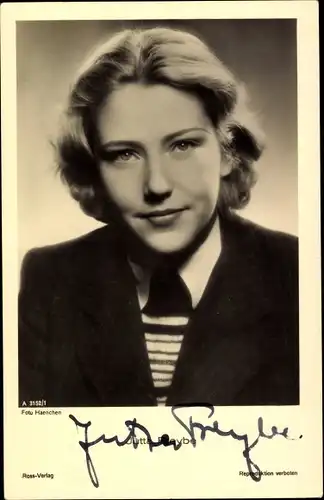 Ak Schauspielerin Jutta Freybe, Portrait, Autogramm