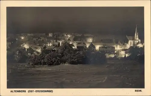 Ak Altenberg Erzgebirge, Ort bei Nacht