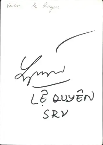 Ak Sängerin Le Quyen, Portrait, Autogramm