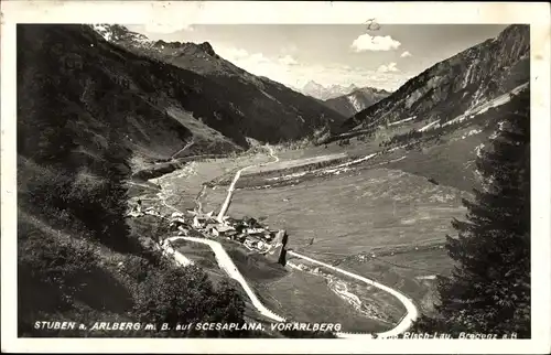 Ak Stuben am Arlberg Vorarlberg, Panorama, Scesaplana
