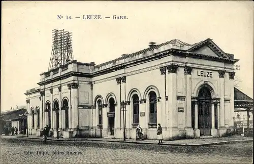 Ak Leuze Wallonien Hennegau, Bahnhof