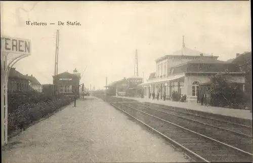 Ak Wetteren Ostflandern, Bahnhof, Gleisseite