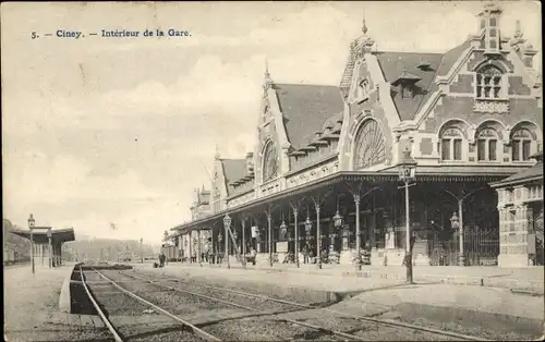 Ak Ciney Wallonien Namur, Bahnhof, Gleisseite