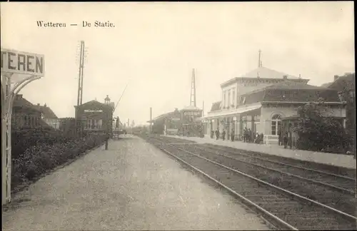 Ak Wetteren Ostflandern, Bahnhof, Gleisseite