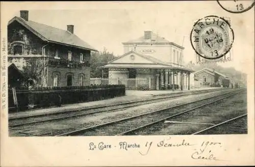 Ak Marche en Famenne Wallonie Luxemburg, Bahnhof, Gleisseite