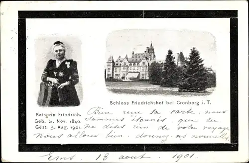 Ak Kronberg im Taunus, Schloss Friedrichshof, Kaiserin Friedrich