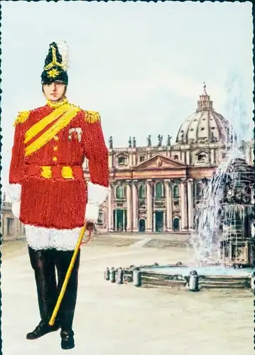 Seidenstick Ak Vatikan, Nobelgarde in Uniform