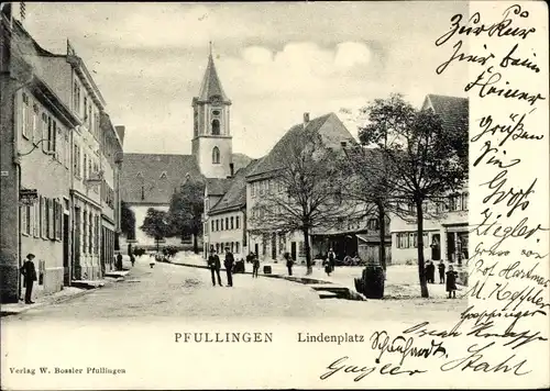 Ak Pfullingen in der Schwäbischen Alb, Lindenplatz, Kirche