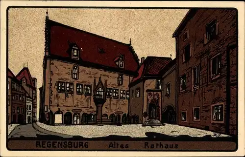 Steindruck Ak Regensburg an der Donau Oberpfalz, Altes Rathaus