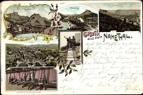 Litho Bad Münster am Stein Ebernburg, Nahetal, Achatschleiferei, Oberstein, Idar, Kirn