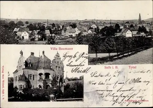 Ak Selb im Fichtelgebirge Oberfranken, Totalansicht, Villa Baumann