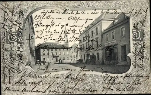 Passepartout Ak Selb im Fichtelgebirge Oberfranken, Marktplatz