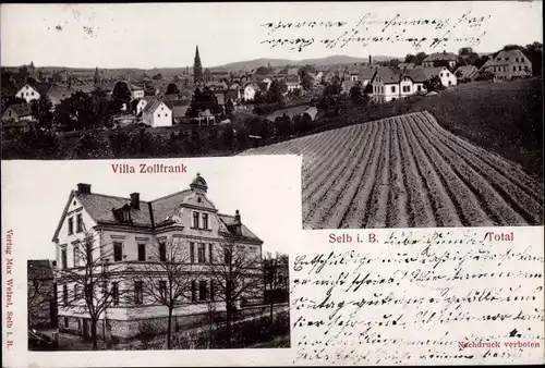 Ak Selb im Fichtelgebirge Oberfranken, Totalansicht, Villa Zollfrank