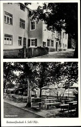 Ak Unterweißenbach Selb im Fichtelgebirge Oberfranken, Gasthof zum Wiesental, Garten
