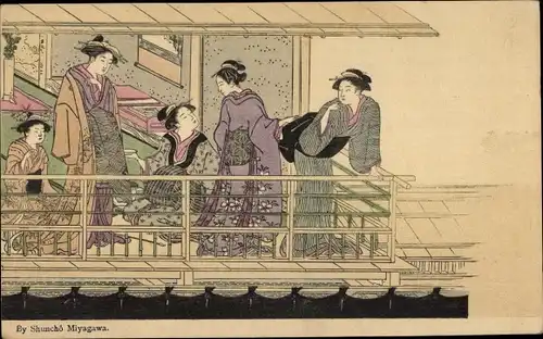 Künstler Ak Miyagawa, Shuncho, Japan, Frauen in Kimonos