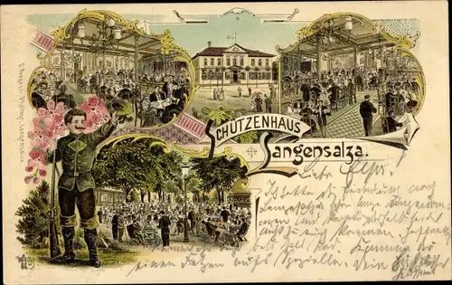 Litho Bad Langensalza im Thüringer Becken, Restaurant Café Schützenhaus, Jäger