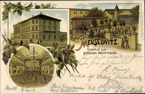 Litho Meuselwitz in Thüringen, Gasthof zur goldenen Weintraube