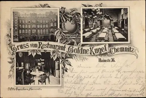 Ak Chemnitz in Sachsen, Restaurant Goldene Kugel, Hainstraße 36