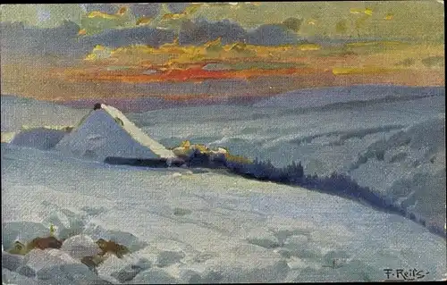 Künstler Ak Reiss, Fritz, Winter im Schwarzwald, Schnee