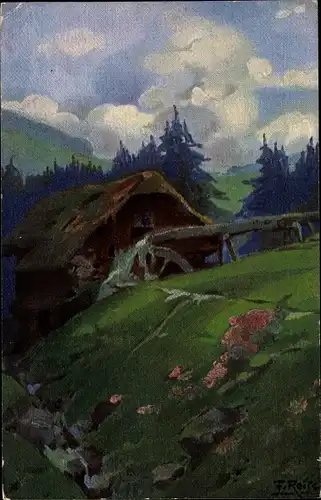 Künstler Ak Reiss, Fritz, Wassermühle im Schwarzwald