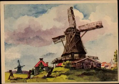 Ak Windmühlen, Wohnhäuser, Dorfidyll