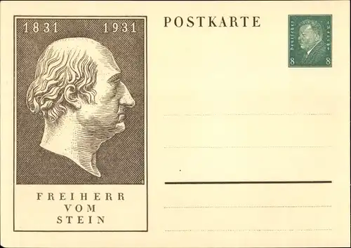 Ganzsachen Ak Freiherr vom Stein, Heinrich Friedrich Karl vom und zum Stein