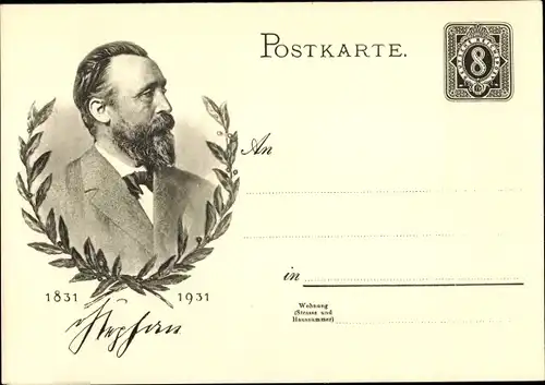Ganzsachen Ak Heinrich von Stephan, Generalpostdirektor, Jubiläum 1931