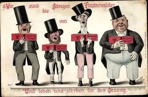 Künstler Ak Richter, B., Finsterwalde in der Niederlausitz, Wir sind die Sänger von Finsterwalde