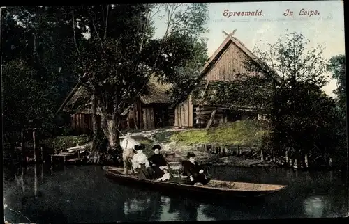 Ak Leipe Lübbenau im Spreewald, Kahn