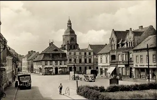 Ak Vetschau im Spreewald, Marktplatz, Geschäfte, Lieferwagen