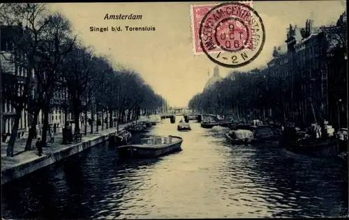 Ak Amsterdam Nordholland Niederlande, Singel b/d Torensluis