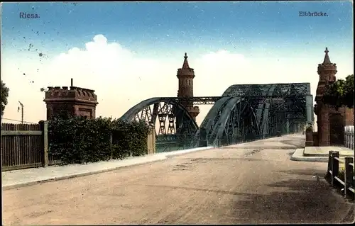 Ak Riesa an der Elbe Sachsen, Elbbrücke