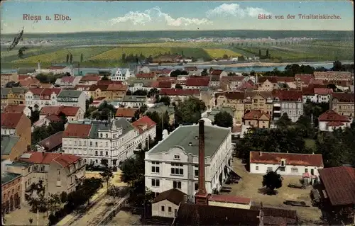 Ak Riesa an der Elbe Sachsen, Blick von der Trinitatiskirche