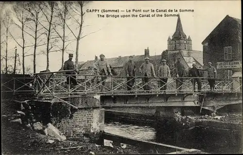 Ak Cappy Somme, Brücke über den Somme-Kanal