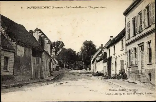 Ak Davenescourt Somme, Grande rue