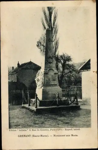 Ak Grenant Haute Marne, Kriegsdenkmal