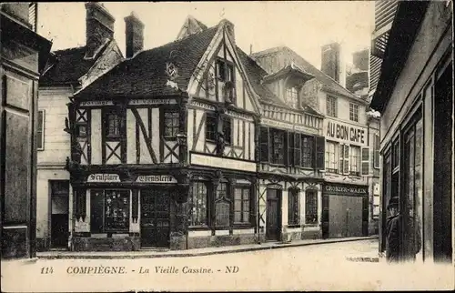 Ak Compiègne Oise, Vieille Cassine, Au Bon Café