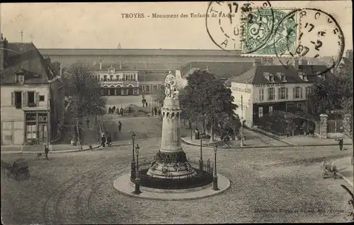 Ak Troyes-Aube, Denkmal der Kinder der Morgenröte