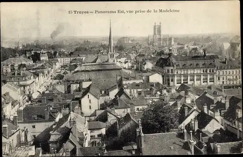 Ak Troyes Aube, Ostpanorama, Blick von der Madelaine aus