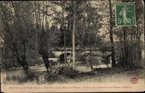 Ak Loches sur Ource Aube, Ein Blick auf die Ufer der Ource, Brücke