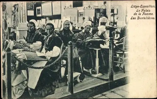 Ak Lüttich Wallonien, Weltausstellung 1905, Belgische Spitzenklöpplerinnen in Tracht