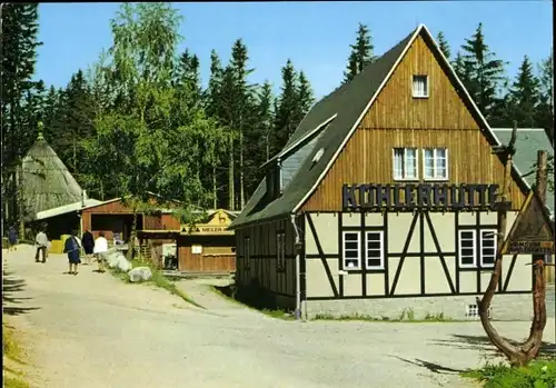 Ak Sosa Eibenstock im Erzgebirge, Konsum-Gaststätten Köhlerhütte und Meiler, Talsperre des Friedens