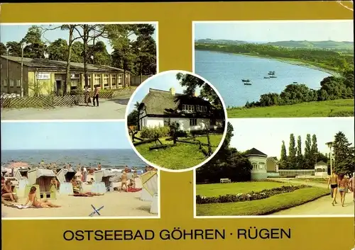 Ak Ostseebad Göhren auf Rügen, Zeltplatzgaststätte Zur Düne, Konzertplatz, Mönchguter Heimatmuseum